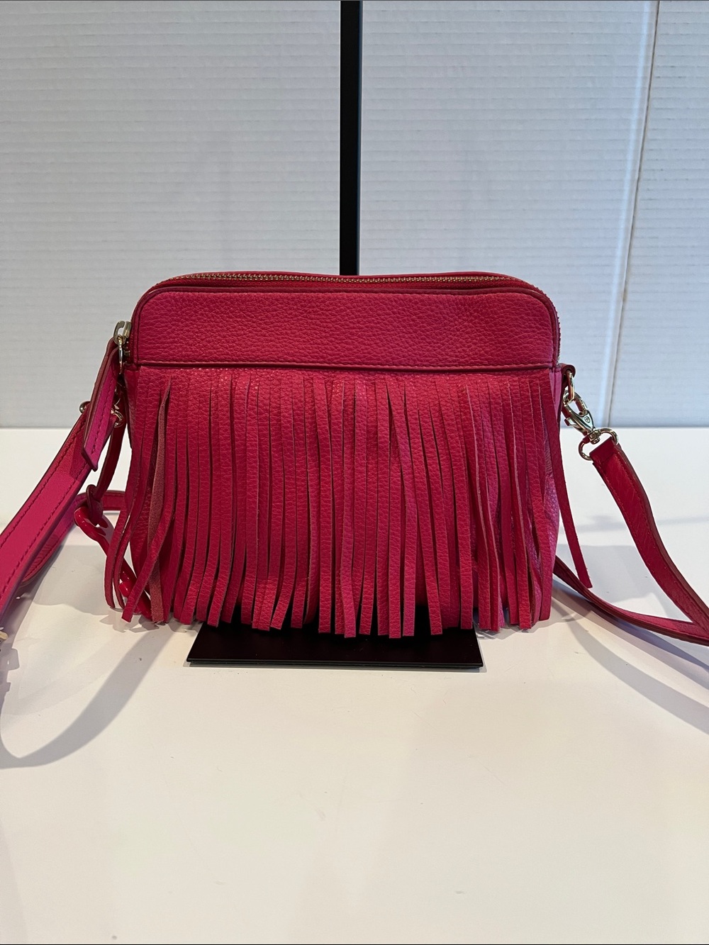 Fossil Hot Pink Fringe Crossbody Bag